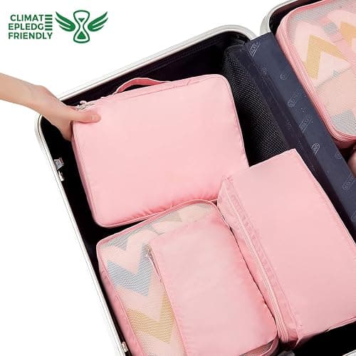 BAGAIL 8 Set Packing Cubes Luggage Packing Organizers for Travel Accessories-Blush Pink thumbnail 6