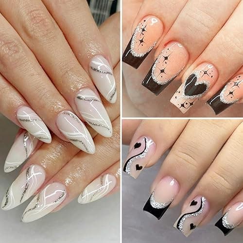 Fcozpjk Gel Liner Art Set 2PCS Sparkle Glitter Silver Gold Gel Polish 8ml Soak Off UV Painting with Built in Thin Nail Brush Swirl Nails Design Dotting Drawing French Manicure Tip Tool thumbnail 5