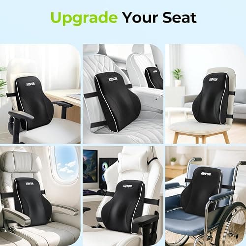 AUVON Lumbar Support Pillow for Office Chair with Patented Bulge for Lower Back Support, Ergonomic Office Home Essentials Improve Posture, Memory Foam Chair Cushion with Straps for Home, Office, Car thumbnail 5