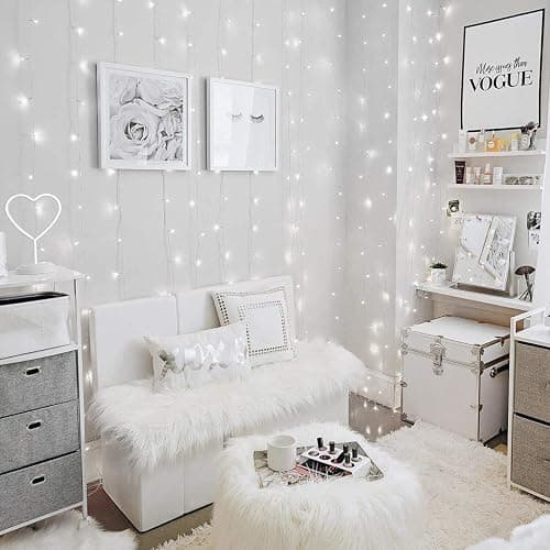 Lighting EVER 594 LED Curtain Lights Cool White, Hanging Fairy String Lights for Bedroom Wall, Indoor Outdoor Backdrop Lights for Wedding, Party, Patio Gazebo (20x10ft, 27 Strings, 9" Apart) - Cool White - 19.7 ft thumbnail 3