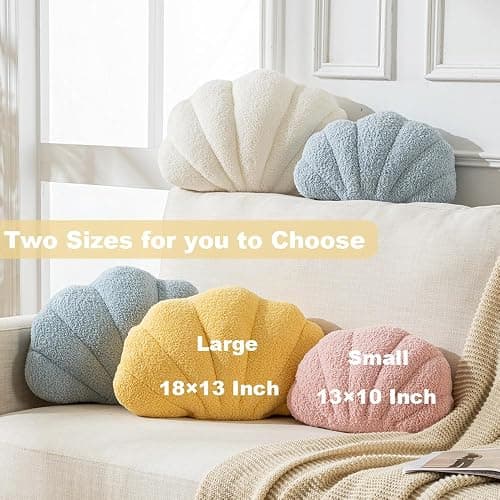 Seashell Throw Pillows Shell Shaped Pillow White Sea Shell Pillows for Bed Seashell Decorative Pillow Soft Plush Pillow Sea Couch Decoration(18 X 13 inch) thumbnail 3