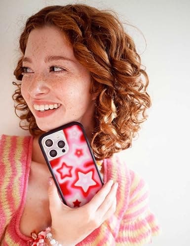 Wildflower Cases - Red Dream Star, Compatible with Apple iPhone 16 Pro Max | Red Pink White Space Aesthetic Cute Trendy - Protective Black Bumper, 4ft Drop Test Certified, Women Owned Small Business thumbnail 3