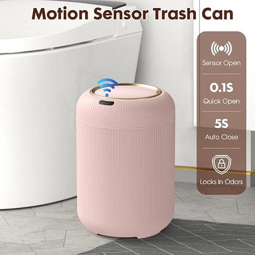 Procade Automatic Motion Sensor Bathroom Trash Can with Lid, 3 Gallon Touchless Trash Bin, Smart Plastic Garbage Can, Mini Pink Wastebasket for Toilet, Office, rv, Bedroom, Living Room thumbnail 2