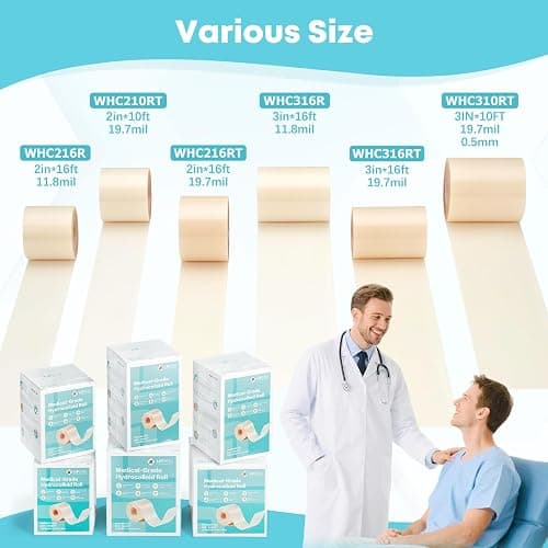 LIFARA Hydrocolloid Roll for Wound Care - Cut-to-Size, Extra Large Hydrocolloid Patch Bandages with Self-Adhesive, Ultra Absorbent, Flexible & Waterproof, First Aid Kit Essential (2in*16ft) thumbnail 2