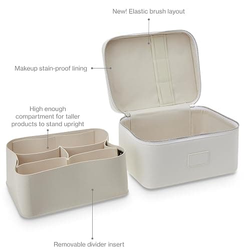 ETOILE - Vanity Case Off White - Stylish Travel Makeup Bag Organizer with Dividers thumbnail 5