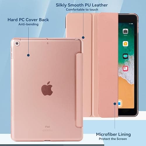 4UBonLife Coque pour iPad 10,2 Pouces 9ème/8ème/7ème Génération 2021/2020/2019, Housse Étui de Protection Léger Coque Arrière en PC Rigide Translucide Givré pour iPad 9/8/7, Or Rose thumbnail 3