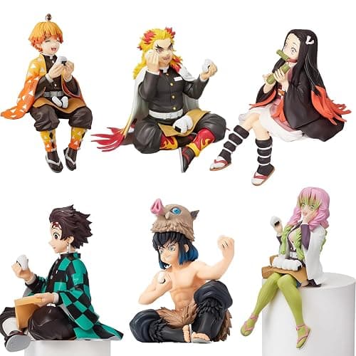 MLDVQJV 6Pcs Demon Anime Figures Set, Slayer Characters for Anime Fans (Rice Ball) - Image 1