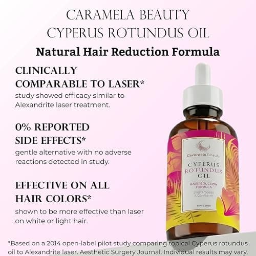 Caramela Beauty Cyperus Rotundus Oil - 60ml Natural Cyperus Rotundus Oil For Hair Removal, Moisturizing & Soothing Cyperus Oil For Reducing Body Hair Growth, Hair Removal Oil Ideal for All Skin Types thumbnail 2