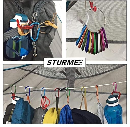 STURME 2" Aluminum D Ring Carabiners Clip D Shape Spring Loaded Gate Small Keychain Carabiner Clip Set Outdoor Camping Mini Lock Snap Hooks Spring Link Key Chain Durable Improved 24 PCS thumbnail 7