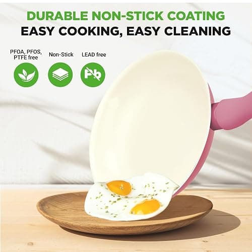 NutriChef 54-Piece Kitchen Cookware Set – Complete Non-Stick Ceramic Pots and Pans Set with Utensils, Bakeware, and Knife Set, Gas, Electric & Induction Compatible, Blush Pink Kitchen Essentials thumbnail 4