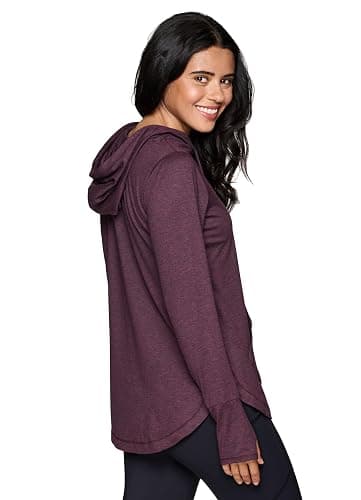 RBX Active Women's Fashion Yoga Long Sleeve Soft Lightweight Hoodie Pullover Top - Large - Plum Heather thumbnail 5