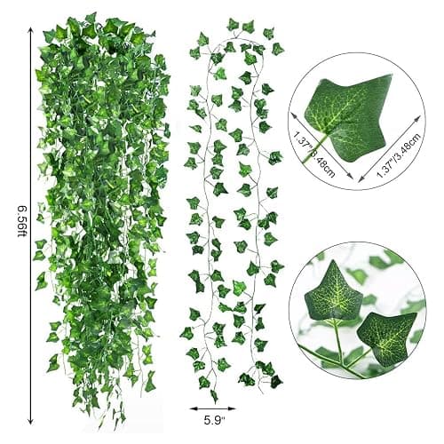 CEWOR 14 Pack 98 Feet Fake Ivy Leaves Artificial Garland Greenery Hanging Plant Vine for Bedroom Wall Decor Wedding Party Room Aesthetic Stuff thumbnail 3