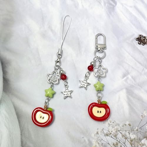 Nalefow 2PCS Cute Phone Charms Aesthetic Y2k Pink Guitar Strawberry Star Phone Straps Key Chains for Keys Bags Camera thumbnail 2