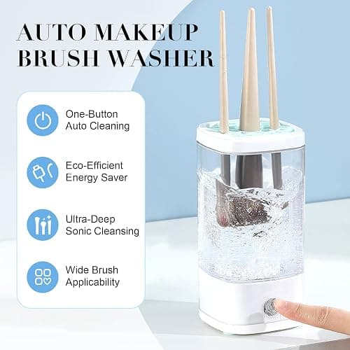 Electric Makeup Brush Cleaner, 2026 New Automatic MakeupBrush Cleaner Machine Portablefor USB Makeup Brushes Cleaner for Deep Cleaning All Size Beauty Makeup Brushes (Transparent) thumbnail 2