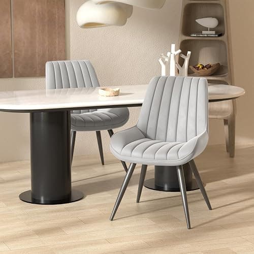 Nalupatio Modern Dining Chairs Set of 4, Comfy Dining Room Chairs with Thick Cushions, Upholstered Fabric Kitchen Side Chairs with Metal Legs, Grey - Grey - Set of 4 thumbnail 7