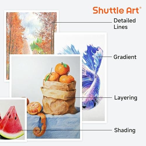 Shuttle Art 136 Coloured Pencils, Soft Core Colouring Pencils Set for Adult Colouring Books, Doodling, Sketching, Drawing, Art Supplies thumbnail 7