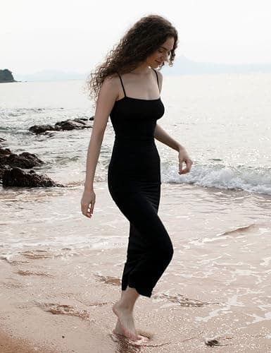 PUMIEY Women's Soft Lounge Long Slip Dress Sexy Sleeveless Backless Bodycon Maxi Dresses for Women thumbnail 6