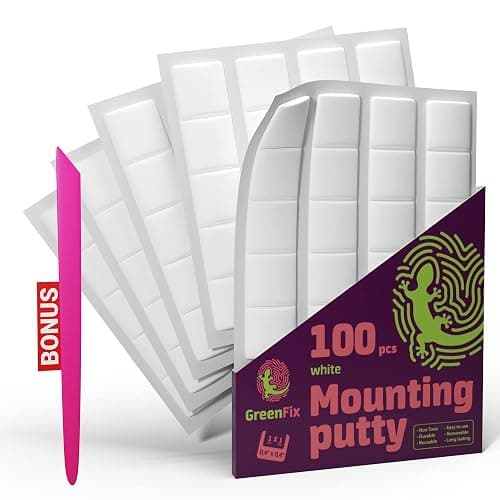 GreenFix Adhesive Mounting Putty - 100PCs White Sticky Tack for Wall Hanging - Poster Putty Removable Non Marking - Sticky Tac for Picture Poster Hanging Crafts - Image 1