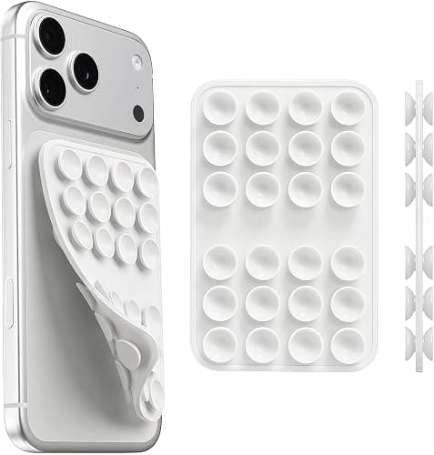 Upgraded Double Sided Silicone Suction Phone Case Detachable Mount, White | Removable Sticky Phone Grip Hands-Free Selfes & Videos for iPhone & Android, Trending TikTok items Gift for Content Creator - Image 1