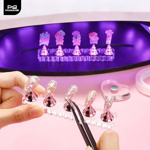 Fandamei Nail Stand, 2 Set Nail Holder for Painting Nails, Nail Stands for Press on, Press on Nail Stand for Practice, Magnetic Acrylic Nail Display Holders for Nail Art with Double-sided Tape thumbnail 7