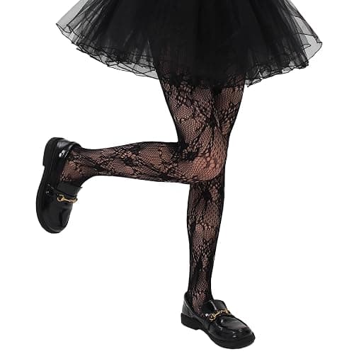 GUXIMIAR Girls Lace Fishnet Tights Toddler Sheer Patterned Stockings Halloween Tights Hollow Dance Pantyhose for Kids thumbnail 2