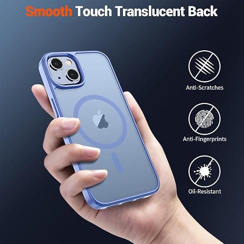 SUPFINE Magnetic for iPhone 14 Case & iPhone 13 Case (Compatible with MagSafe)(Military Grade Drop Protection) Slim Translucent Matte Shockproof Phone Cover,Blue Purple thumbnail 6