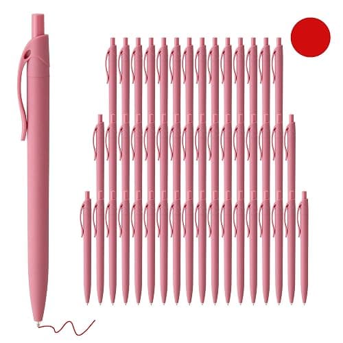 Deegtran Pens Bulk, 50 Pack No Bleed Red Click Pens, Wholesale Retractable Ballpoint Pens, Pens Medium Point, Smooth Ink Pens, 1.0MM Red Ink - Image 1