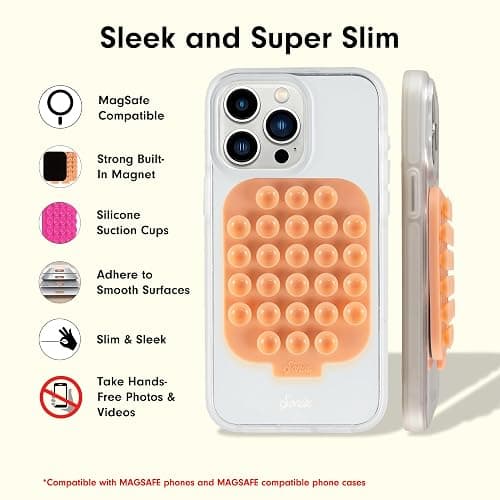 Sonix | Magnetic Silicone Suction Cup Phone Mount for iPhone | Compatible with MagSafe | Peach thumbnail 3