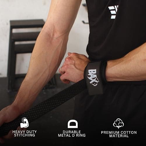 Ekkovision Weight Lifting Straps With Cuffed D Ring, Wrist Support for Men, Heavy Duty Thick Comfortable Lifting Straps, Secure Fit, Enhanced Grip, Straps for Weightlifting & Gym Training, Black thumbnail 5