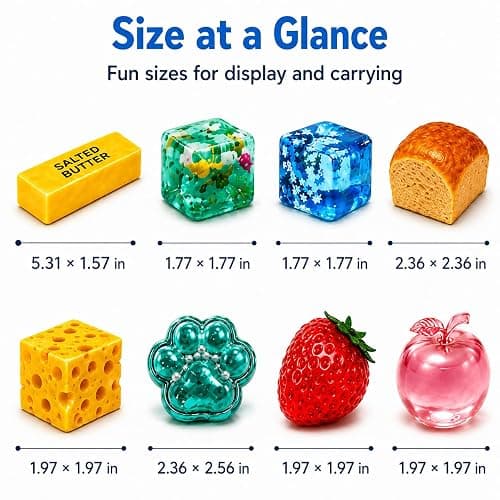 Squishy Fun Box 8 Pieces Squishy Pack Cheese Food Squishies Set Slow Rising Butter Strawberry Ice Cube Apple Bread Cat Paw Squishy Toys Squeeze Stress Balls for Adults thumbnail 6