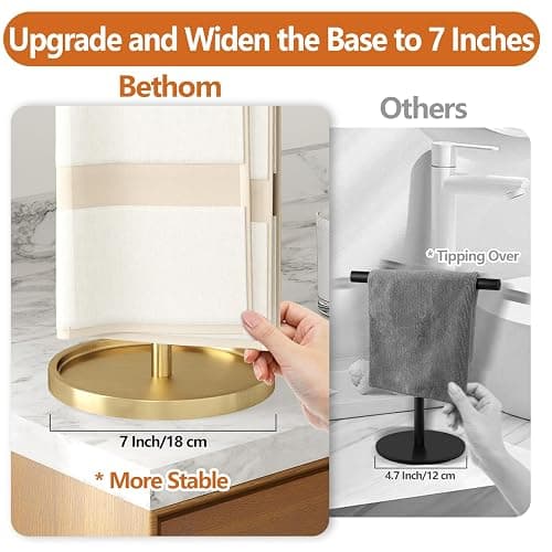 Bathroom Hand Towel Holder Stand Gold, S-Shape Countertop Towel Standing, Stainless Steel Towel Rack Bar Holds 2 Towels for Kitchen thumbnail 4