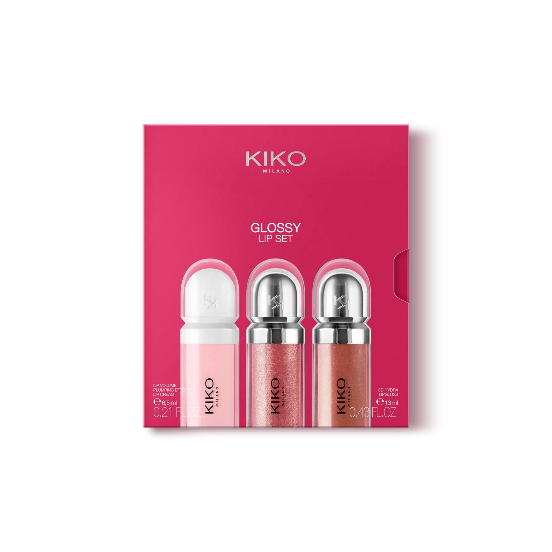 KIKO Milano Glossy Lip Set, Makeup Set: 2 Moisturizing Lip Glosses And 1 Perfecting Lip Cream - Image 1