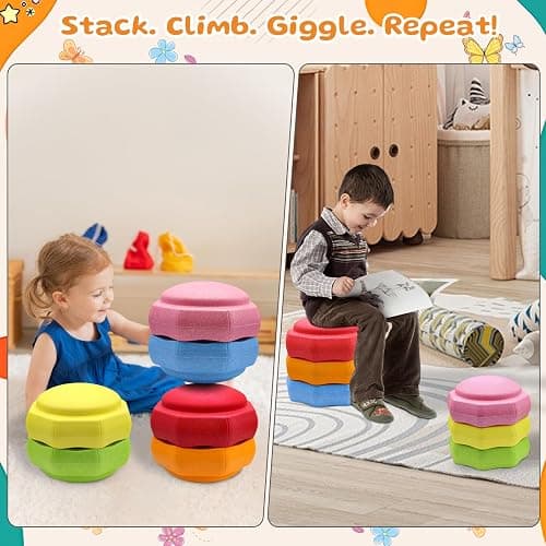 Joybond Stepping Stones for Kids – 6 pcs EPP Balance Sensory Kids Stepping Stones for Toddlers 1-3 for Indoor Outdoor Activity Promoting Toddler's Balance and Coordination Skills thumbnail 6