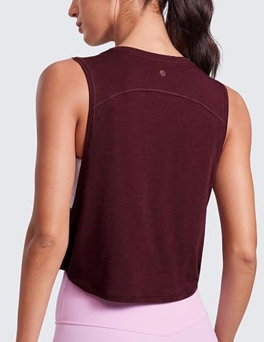 CRZ YOGA Pima Cotton Large Armhole Tank Tops for Women - Workout Sport Athletic Yoga Running Gym Loose Crop Sleeveless Shirts thumbnail 4