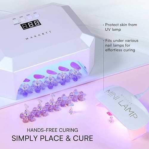Makartt Nail Stand: Nail Art Display Practice Nail Stand for Press on Nails, Pink Flower Nail Holder for DIY Designs, Magnetic Press on Nail Stand with 48PCS Reusable Adhesive Putty for Home DIY Salon thumbnail 7