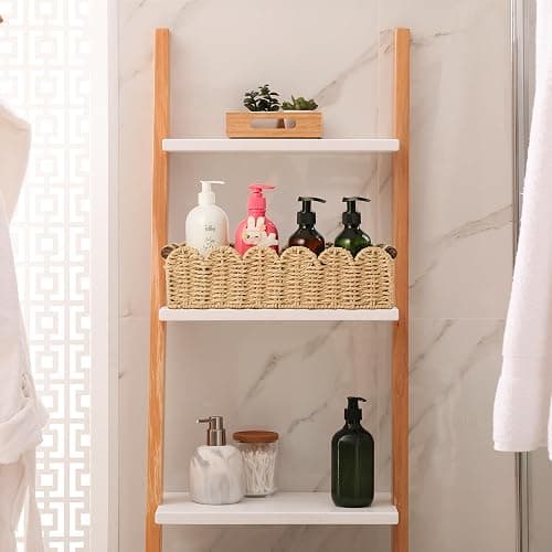 Toilet Paper Storage Basket Bathroom Counter Organizer Wicker Baskets for Organizing Cute Basket for Apartment Bedroom Nursery Room Kitchen Bathroom Decor -Beige thumbnail 6