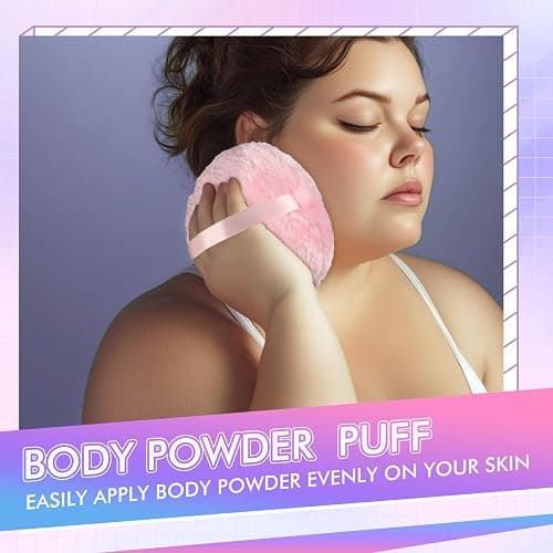 WSYUB Powder Puff & Crystal Container Set, Large Body Powder Puff and Container, Body Powder Container with Puff Valentine's Day gift, Amber Color Glass Jar thumbnail 4