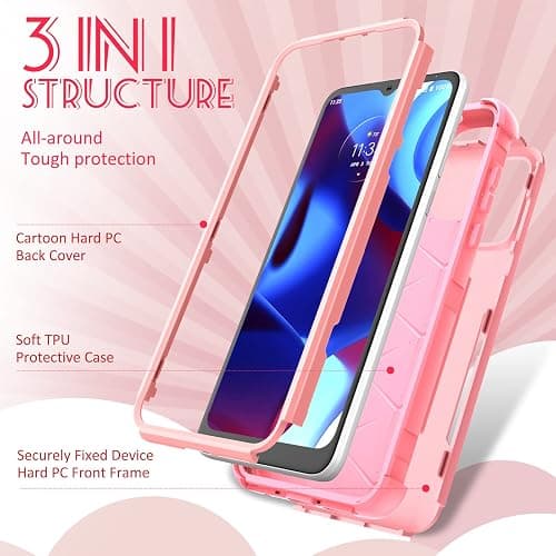 Plakill for Motorola Moto G Pure/G Power 2022 Case/G Play 2023 Case,Women Girls Cute Strawberry Style Heavy Duty Military Grade Protctive Shockproof G Pure/G Power 2022/G Play 2023 Hard Phone Cases thumbnail 4