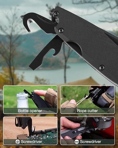 Mossy Oak Folding Pocket Knife with Clip, 3.5" D2 Steel Blade G10 Handle, Small EDC Knife with Glass Breaker, Rope Cutter, Bottle Opener, Screwdrivers for Camping, Survival, Hiking, Outdoor Use thumbnail 7
