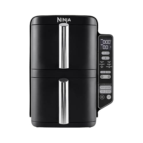Ninja Double Stack Heißluftfritteuse, 7,6L Digitale Air fryer Doppelkorb mit 4 Kochstufen, 2 Schubladen, 2 Gestelle, platzsparendes Design, 6 Kochfunktionen, 6 Portionen, Schwarz SL300EU - Image 1