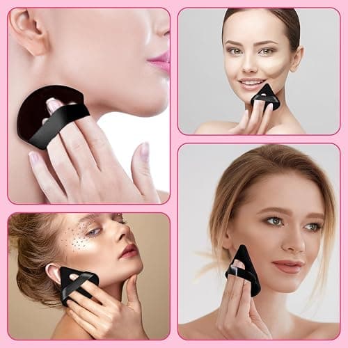 Pimoys 6 Pcs Powder Puff Face Soft Triangle Makeup Puff Velour Makeup Sponge Stocking Stuffers for Loose Powder (Black) thumbnail 6