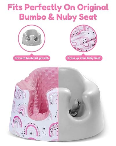 BOMOLOUR Seat Cover Compatible with Bumbo and Nuby Seat, Removable Breathable Baby Floor Seat Cover for Boys and Girls, Seat Not Included (Pink Rainbow) thumbnail 6