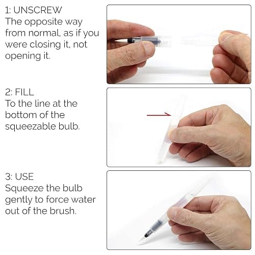 Chromatek AquaPens. Set of 6 Refillable Aqua Watercolor Brushes with Nylon Tips. Easy Water Brush Pens for Painting. Blending & Calligraphy. Includes Online Video Tutorials & Templates thumbnail 6