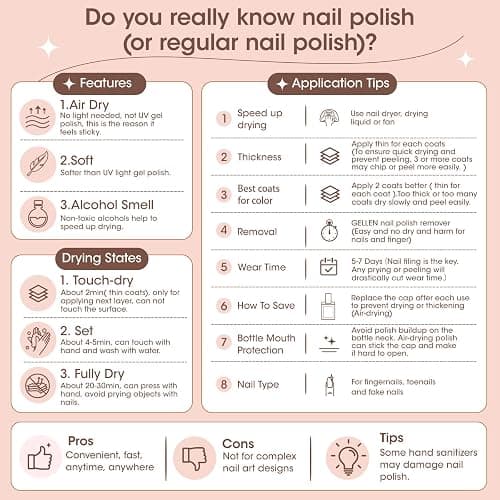 GELLEN Nail Corrector Polish Tinted Sheer Nude, Enhance Natural Look | Toxin HEMA Free One Stop Nail Polish, No Base Top & Lamp Needed | Corrects & Strengthens Weak Brittle Uneven Discolored Nails thumbnail 8