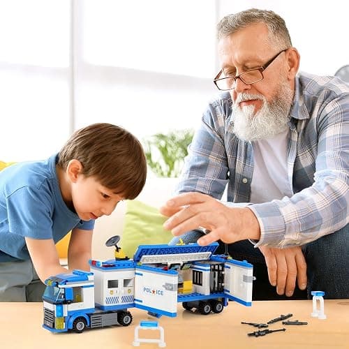 City Police Mobile Command Center Truck Building Blocks, Mobile Police Unit with Prison , Cop Cars STEM Construction Toy Kit , Birthday Xmas Gifts for Kids, Boys, and Girls Ages 6+ (484 Pieces) thumbnail 6