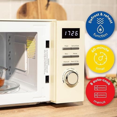 Russell Hobbs Digital Microwave 20L 800W in Cream with 5 Power Levels, Pull Handle Door & Button Control, Clock & Timer, Automatic Defrost, Easy Clean, 8 Auto Cook Menus RHMD818C thumbnail 5