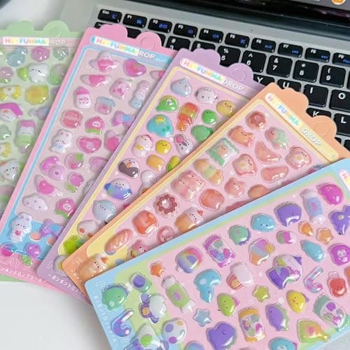3D Cute Mini Puffy Stickers,10 Sheets 500+Kawaii Air Decorative Stickers HEYFUMMAI for Phone Case Or DIY Planners Notebooks Scrapbooks Handbooks Decoration ﻿ thumbnail 3