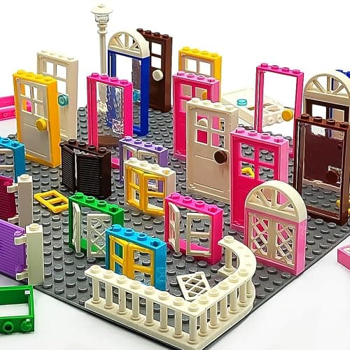 110 Pieces Doors,Windows,Fencesand Light for MOC Creative Building BlockToys Set Street House Decoration Compatible with Classic Brick for Kids Age 6 8 10 12 Years thumbnail 8
