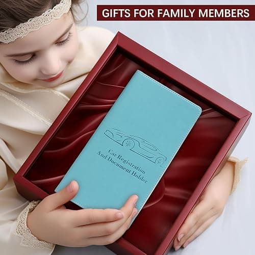 Peisicne Car Registration and Insurance Card Holder for Women Men, Blue Glove Box Paperwork Organizer with Magnetic Buckle for Easy Access and Protect Documents and Various Cards in Vehicle thumbnail 7