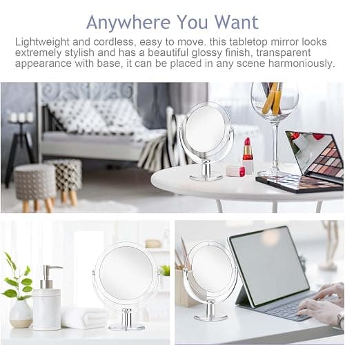 CLSEVXY Vanity Makeup Mirror with Stand, 1X/15X Magnification Double Sided 360 Degree Swivel, Portable Table Desk Counter top Magnifying Mirror, Tabletop Bathroom Shaving Mirror, 6.25 Inch thumbnail 6